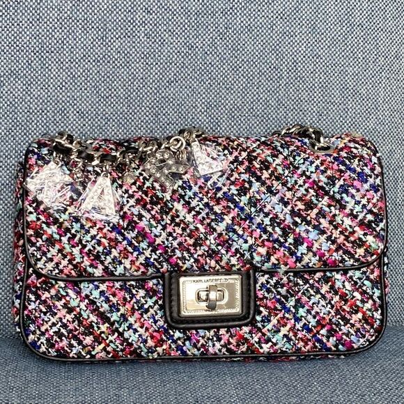 KARL LAGERFELD PARIS Tweed Agyness Shoulder Bag - Picture 2 of 10